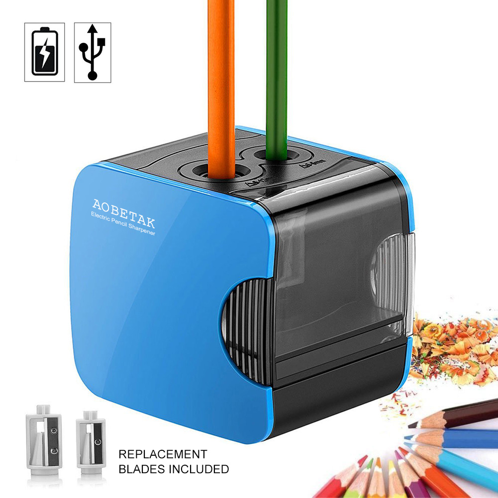 AOBETAK Electric Pencil Sharpeners with Container, USB and Battery Operated, Heavy Duty Electronic Automatic Pencil Sharpener For Colored Pencil and No.2