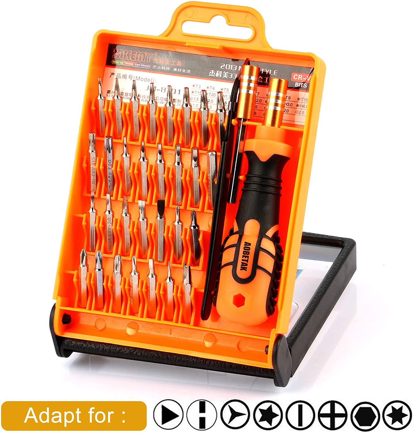 Precision Torx Driver Set, AOBETAK 33 in 1 Magnetic Small Screwdriver Bit Sets with Case Include Pentalobe/Ratchet/Hex/Star/Phillips,Mini Repair Tool Kit for Electronic Iphone Laptops PC Watch Glasses
